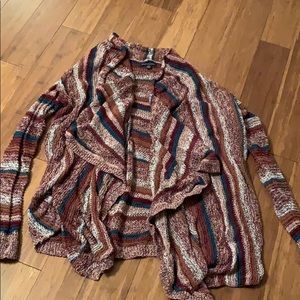 Multicolored Open Front Cardigan